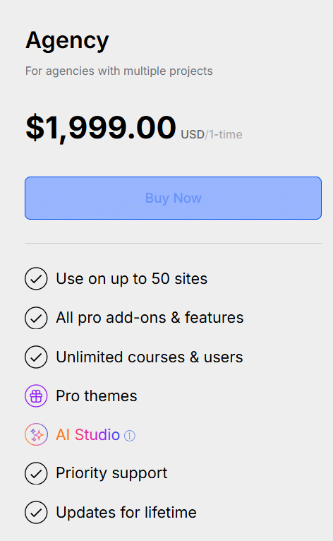 Tutor LMS Pro Lifetime official pricing